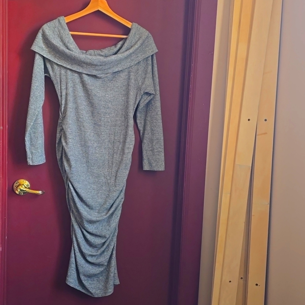 Maternity off shoulder neckline knitted dress